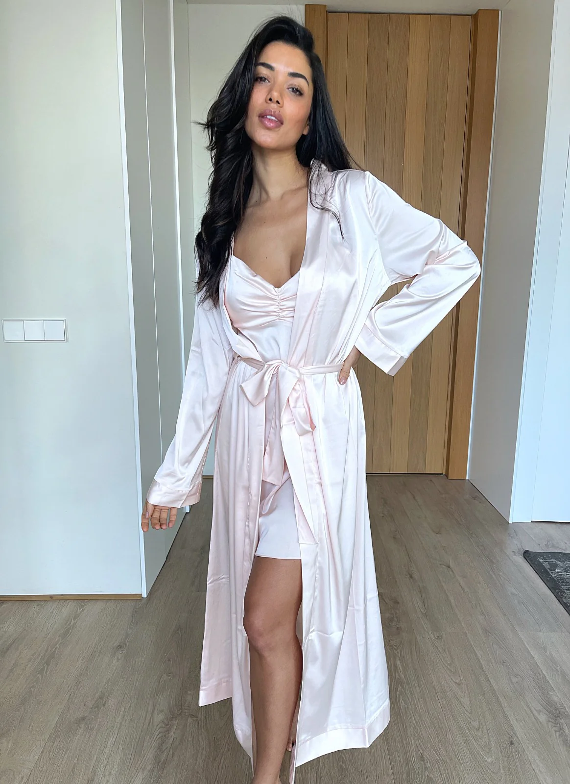 Lucia (Long Dressing Gown) - Pearl Pink - Image 3