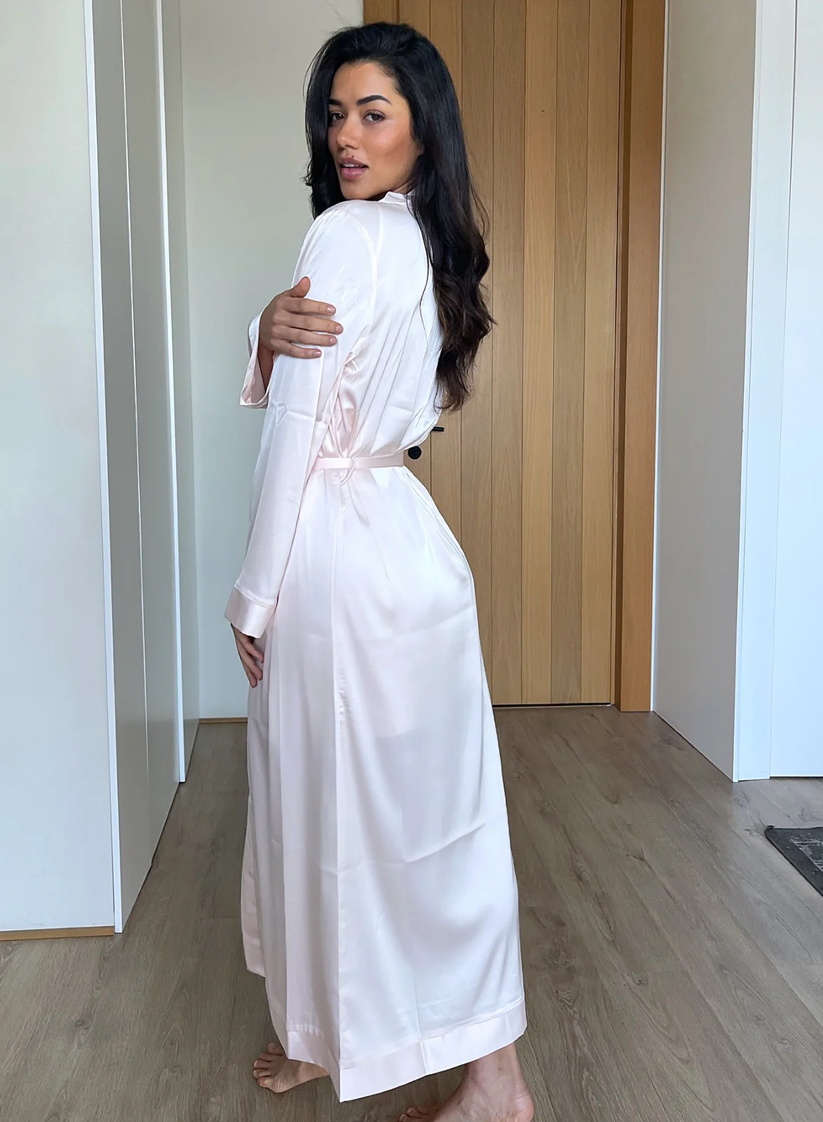 Lucia (Long Dressing Gown) - Pearl Pink - Image 8